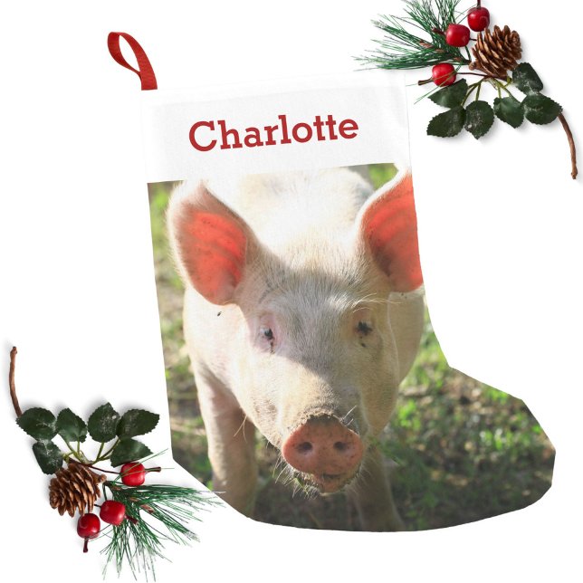 Petite Chaussette De Noël Animaux de compagnie Pig Lover Photo et nom Person (Créateur téléchargé)