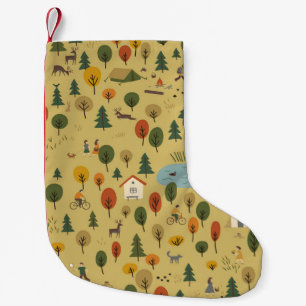 Petite Chaussette De Noël Animaux de forêt d'automne Vintage Papier peint