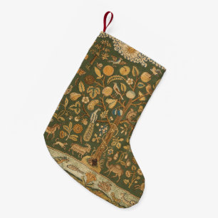 Petite Chaussette De Noël Antique Broderie Anglaise Arbre de Vie & Licorne