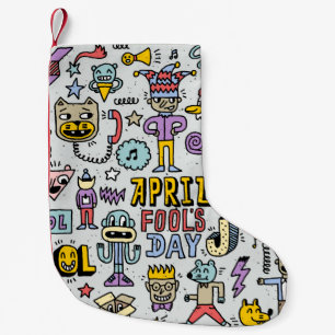 Petite Chaussette De Noël April fools day drôle doodle colorful set 1. Vint