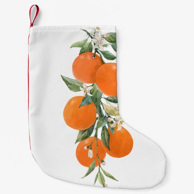 Petite Chaussette De Noël Aquarelle agrumes citrons orange citron (Devant)