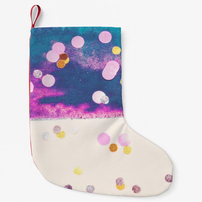 Petite Chaussette De Noël Aquarelle bleu Abstraite (Devant)