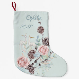 Petite Chaussette De Noël Aquarelle Bois Deer