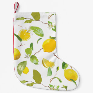 Petite Chaussette De Noël Aquarelle Citron et Feuilles 2