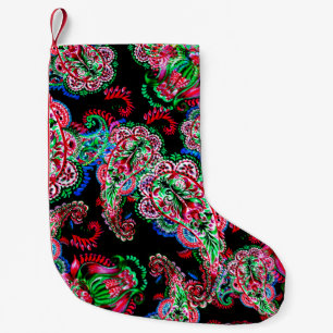 Petite Chaussette De Noël Aquarelle colorée cachemire illustration florale p