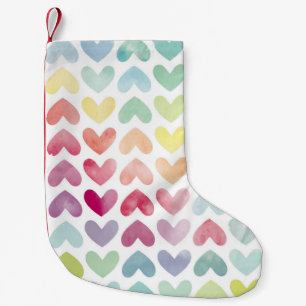 Petite Chaussette De Noël Aquarelle colorée incolore peint coeur patter