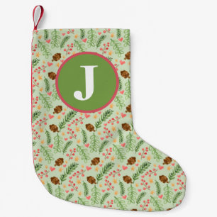 Petite Chaussette De Noël Aquarelle de verdure d'hiver