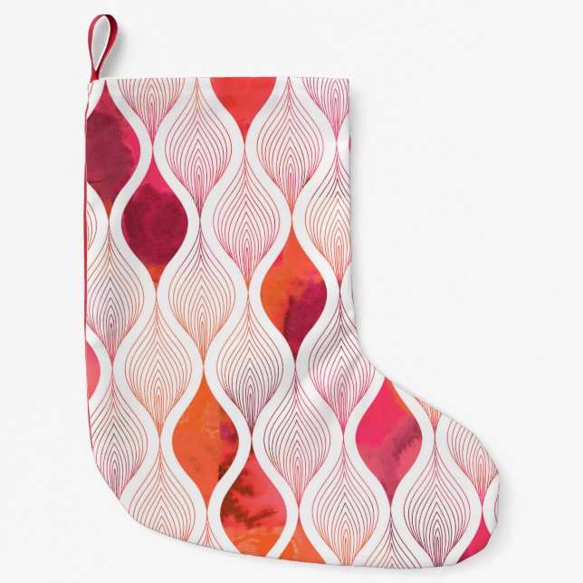 Petite Chaussette De Noël Aquarelle feuille texture répéter motif moderne  (Devant)