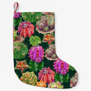 Petite Chaussette De Noël Aquarelle florale Cactus Motif sans couture