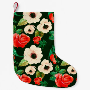 Petite Chaussette De Noël Aquarelle florale motif transparent. Pavot blanc