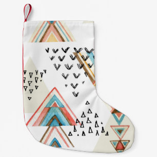 Petite Chaussette De Noël Aquarelle Géométrique Sans joint : Style Tribal.