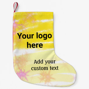 Petite Chaussette De Noël Aquarelle jaune simple ajoutez votre logo texte pe