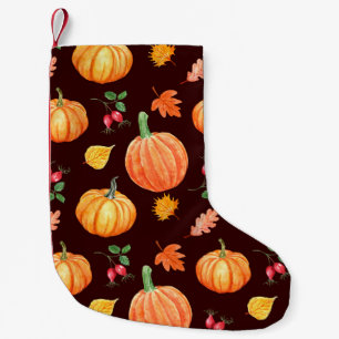 Petite Chaussette De Noël Aquarelle Motif Floral Citrouille d'automne