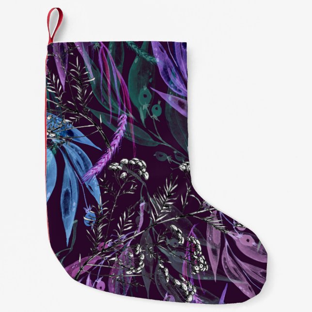 Petite Chaussette De Noël Aquarelle motif sans couture. Branche avec la baie (Devant)