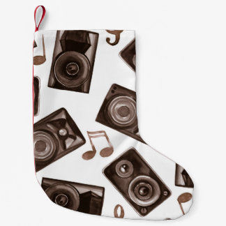 Petite Chaussette De Noël Aquarelle Musique Haut-parleurs Sepia Motif