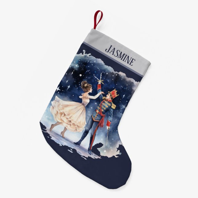 Petite Chaussette De Noël Aquarelle Noël noutcracker ajouter nom (Devant (Accrochage))