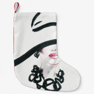 Petite Chaussette De Noël Aquarelle portrait femme, abstraite illust de mode