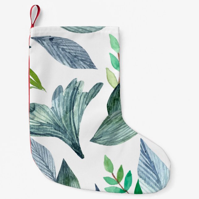 Petite Chaussette De Noël Aquarelle tombée feuille 11 (Devant)