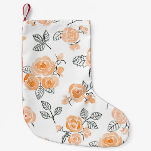 Petite Chaussette De Noël Aquarelle transparente et motif d'encre avec roses