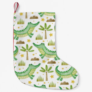 Petite Chaussette De Noël Aquarelle transparente motif de crocodile palmier