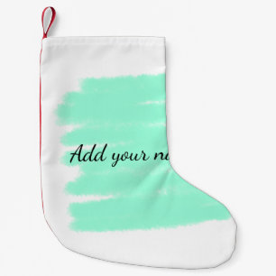 Petite Chaussette De Noël Aquarelle verte ajouter un nom texte message ici j