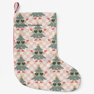 Petite Chaussette De Noël Arbre de Noël à carreaux rétro personnalisé