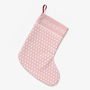 Petite Chaussette De Noël Arbre de Noël blanc rose pâle Nom du Motif
