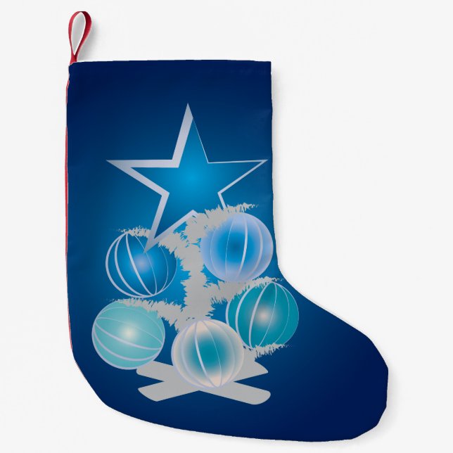 Petite Chaussette De Noël Arbre de Noël bleu (Devant)