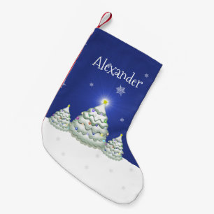 Petite Chaussette De Noël Arbre de Noël bleu Stocker