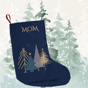 Petite Chaussette De Noël Arbre de Noël Classique Luxe Faux Or Nommé
