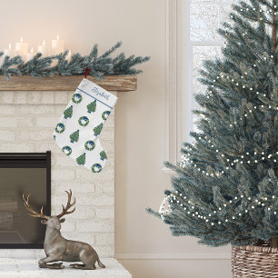 Petite Chaussette De Noël Arbre de Noël de la Chinoiserie et couronne