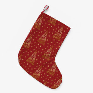 Petite Chaussette De Noël Arbre de Noël élégant rouge et or