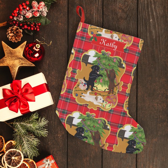 Petite Chaussette De Noël Arbre de Noël Labrador Retriever (Personalized Christmas Tree Labradors Design Christmas Stocking for Labrador Owners.)