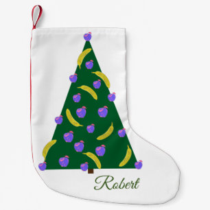 Petite Chaussette De Noël Arbre de Noël Pop Art avec pommes et bananes