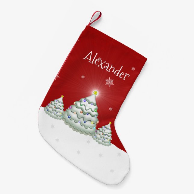 Petite Chaussette De Noël Arbre de Noël Red Snowy (Devant (Accrochage))