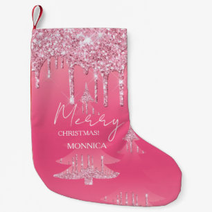 Petite Chaussette De Noël Arbre de Noël rose Parties scintillant
