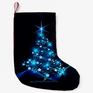 Petite Chaussette De Noël arbre de Noël stylisé SlipperyJoe bleu brillant s