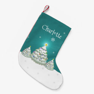 Petite Chaussette De Noël Arbre de Noël turquoise neige Stocking de Noël