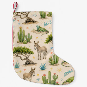 Petite Chaussette De Noël Arbre divi d'Aruba, âne, iguane, cactus