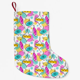 Petite Chaussette De Noël Arbre rétro Baubles Multi bas 2 côtés