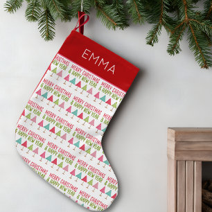 Petite Chaussette De Noël Arbres de Noël artisanaux – Noël rose rouge vert