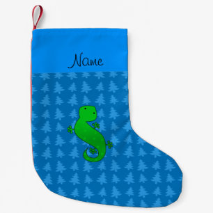 Petite Chaussette De Noël Arbres de Noël bleus personnalisés de gecko nomm