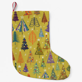 Petite Chaussette De Noël Arbres de Noël colorés : Arrière - plan festif.