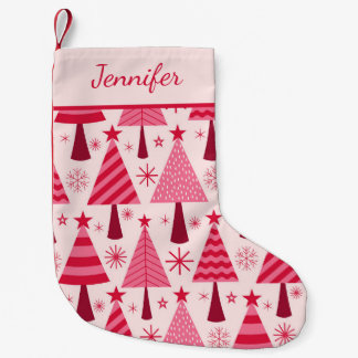 Petite Chaussette De Noël Arbres de Noël minimalistes roses et rouges person