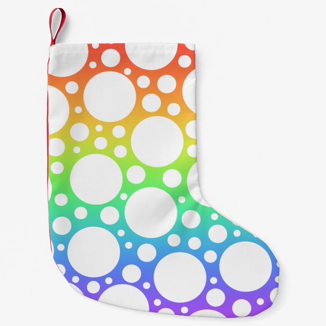Petite Chaussette De Noël Arc-en-ciel Pois Noël Stocking (Devant)