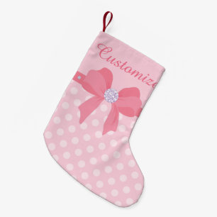 Petite Chaussette De Noël Arc et diamants de w/Pink pointillé par rose fait