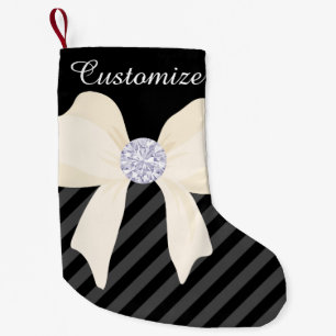 Petite Chaussette De Noël Arc et diamants faits sur commande du noir w/Cream