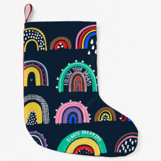 Petite Chaussette De Noël Arcs en arc-en-ciel dans un style foncé, dessiné à