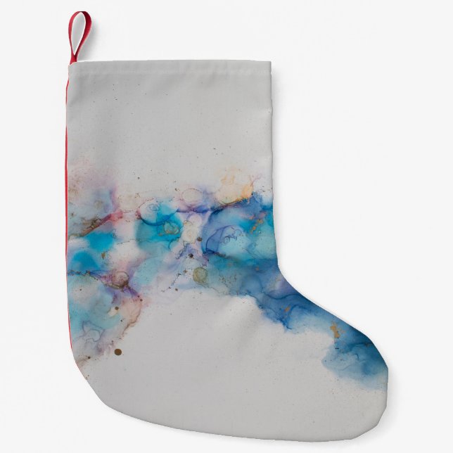 Petite Chaussette De Noël Arrière - plan Abstrait de l'encre d'alcool (Devant)