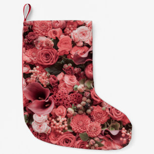 Petite Chaussette De Noël Arrière - plan abstrait fleuri rapproché.